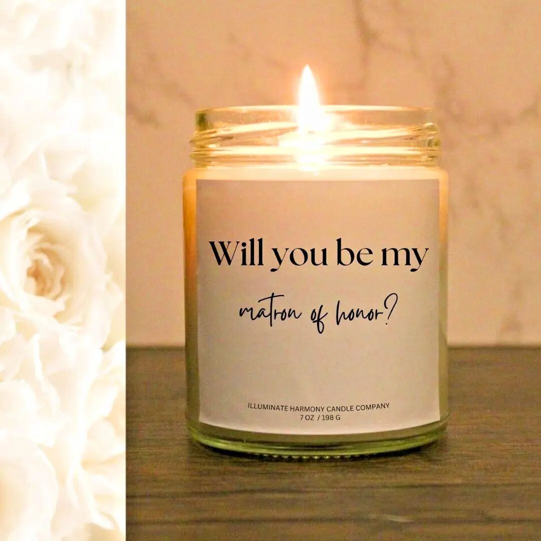 Will You Be My Matron Of Honor Candle | Wedding Party Matron Of Honor Candle Gift | MOH Bridal Party Gift Candle | Wedding Candle Gifts