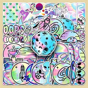 Outer Space Cartoon Pattern Sticker, 100pcs/set Repeatable Self Adhesive Decorative Sticker, DIY Decals for Water Bottle, Laptop, Phone Case