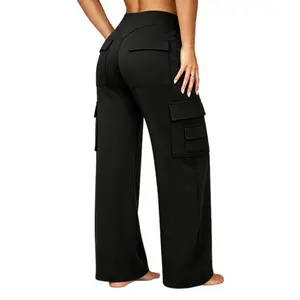 MuseDrape Cargo Wide Leg Yoga Pants | Viral TikTok, No Camel Toe, Butt Lifting & Tummy Control High Waist Leggings, Multi-Pocket Non-See-Through Stretch for Gym, Streetwear & Workleisure