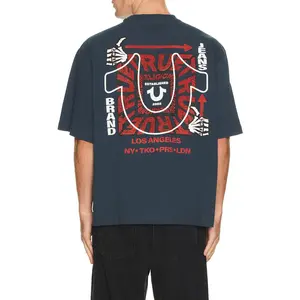 True Religion Thumbs Up Boxy Tee in Midnight Navy
