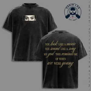 Adele – When We Were Young Vintage Washed T-Shirt, Emotional Pop Ballad Graphic Tee, Soulful Lyrics Design Oversized Heavyweight Cotton Streetwear