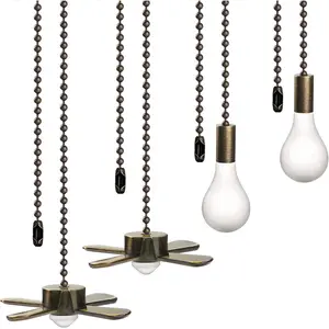 4PCS 12 Inch Light Fan Pattern Decorative Ceiling Fan Pull Chain Extension Set with Connector for Ceiling Fan Light, Fit for Living Room Bathroom Toilet