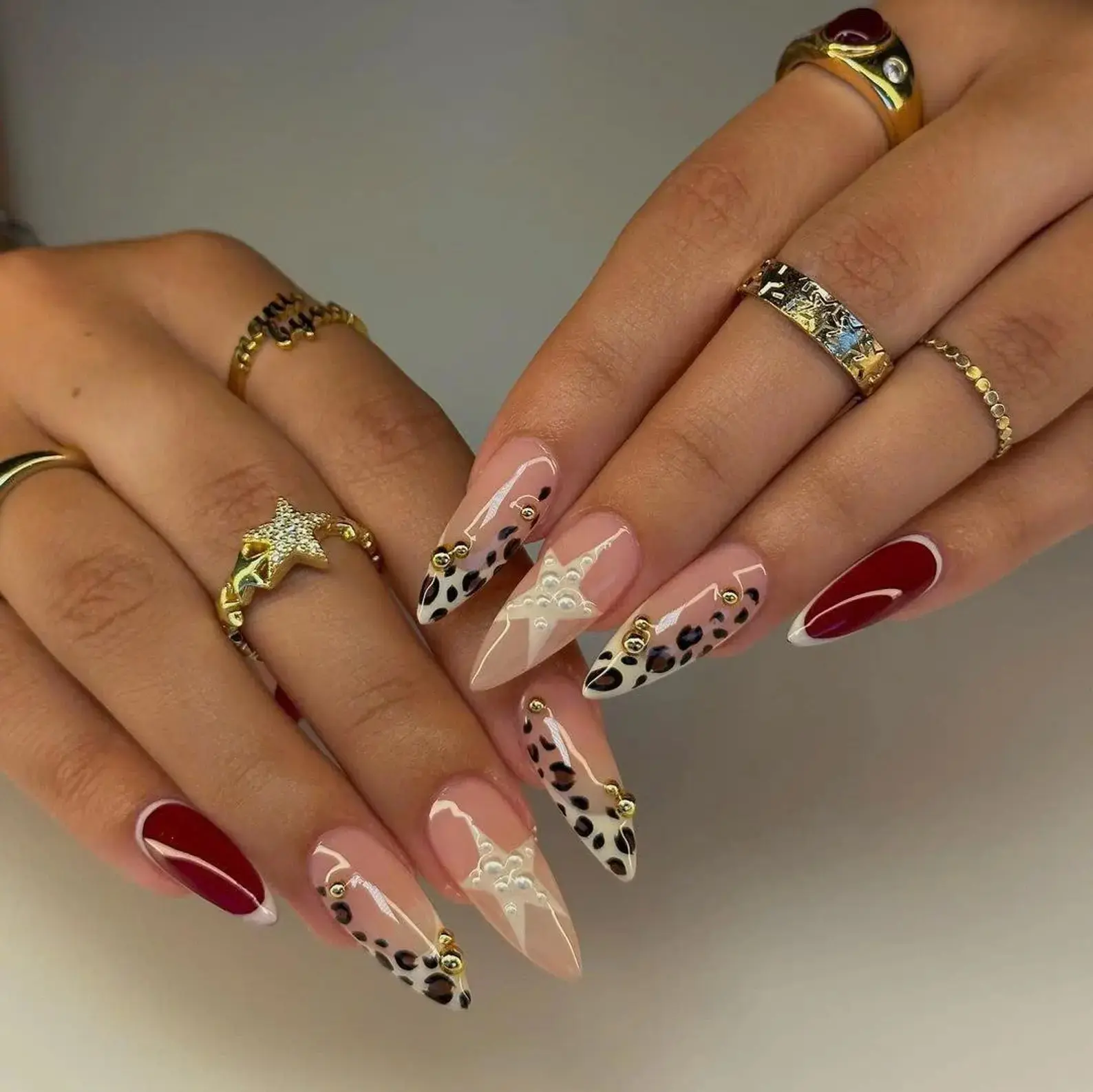 Red Tortoise Press On Nails: Custom Handmade Nail Set with Retro Y2K Design, French Tip Nail, Nail Art, Faux Acrylic Nails, 3D Gel Nails