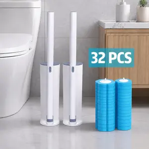 Disposable Toilet Brush Set – Toilet Bowl Cleaner with Holder, 32 Refills for Deep Cleaning & Hygienic Bathroom Care