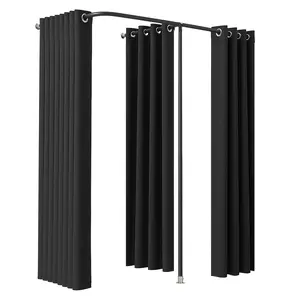 VEVOR Fitting Room, Portable Changing Room with Thick Polyester Curtains, Double Dressing Rooms with Partition Curtains, for Boutique, Mall, Studio, Tailor's Store & Office 79 x 39 x 79 in (Black)