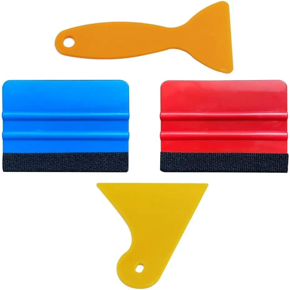 Felt Edge Squeegee Car Wrapping Tool Kits 4 Inch Vinyl Wrap Squeegee Applicator Tool for Car Vinyl Wrap, Window Tint, Wallpaper, Decal Sticker Installation 4PCS film