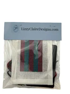 Luggage Tag Needlepoint Kit Jade and Fuchsia