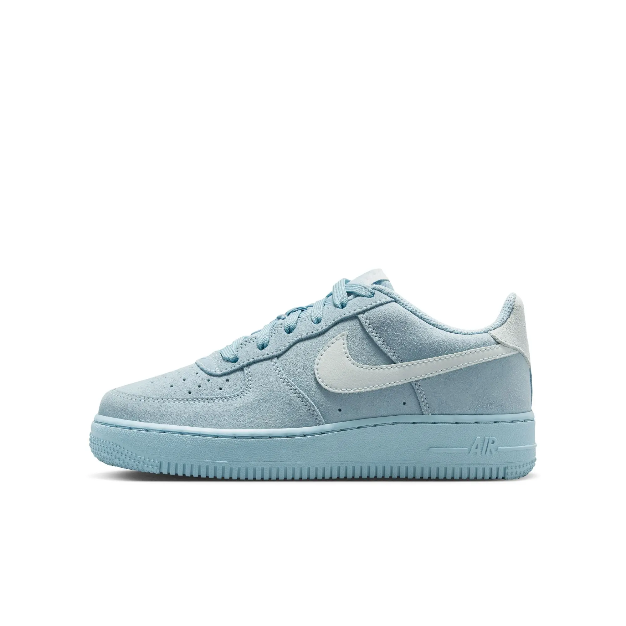 NIKE Kids' Air Force 1 LV8 Pure Platinum Classic Leather Lace-Up Athletic Sneakers - Low-Cut, Rubber Circular Tread, Blocking On Upper, Air Cushioning for Walking, Training, Iconic Logo Casual Trainers, Sporty Chic, Sports