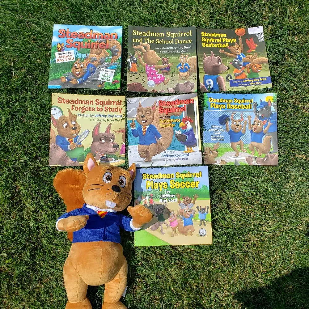 The Complete Steadman Squirrel Children's Book Series Autographed by the Jeffrey Roy Ford and a Steadman Squirrel Plush Doll