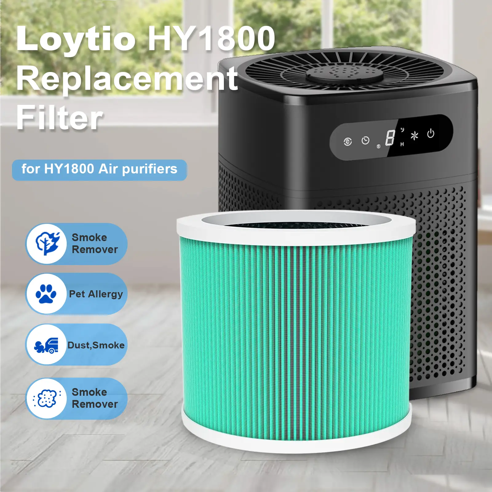 Loytio HEPA Air Purifiers for Small Room/Bedroom, with Fragrance Sponge for Sleep,Smoke, Allergies, Pet Dander,Odor, Dust, Portable, durable device