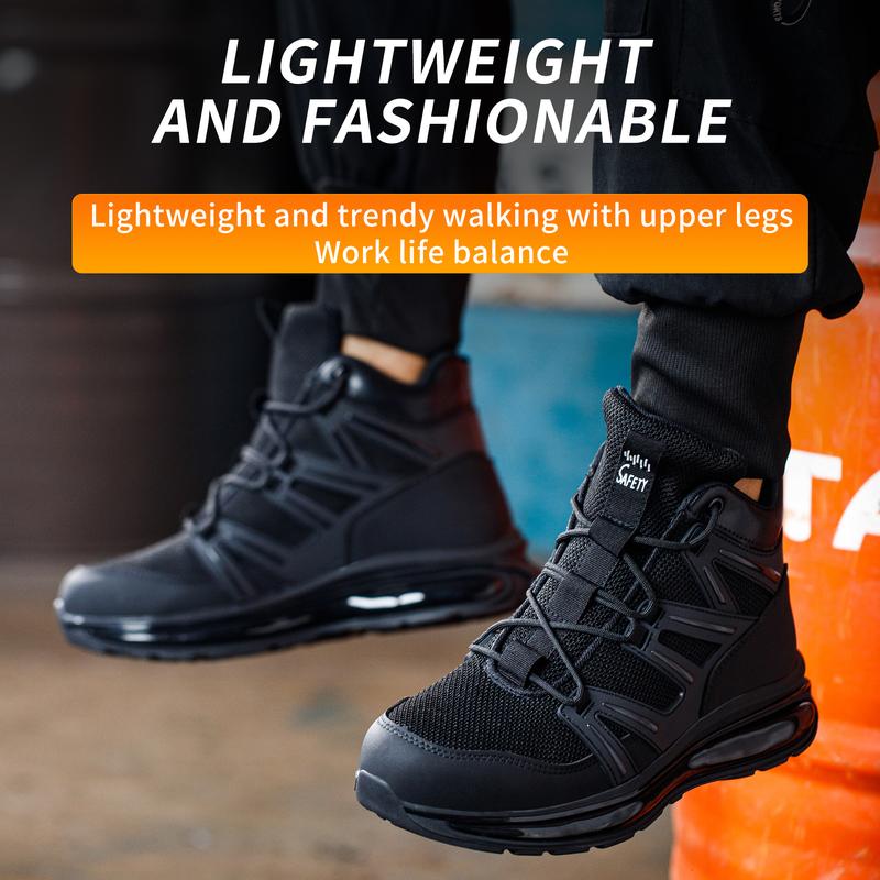 Men's Safety Boots Anti-Smash Steel Toe Anti-Puncture Kevlar Air Cushion Soft Sole Outdoor Construction Safety Boots Factory Work Shoes Autumn Winter Style
