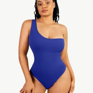 One-Shoulder Waist Sculpting Tummy Control Body Bodysuit Womenswear Tops Comfort Sleeveless Soft Spandex