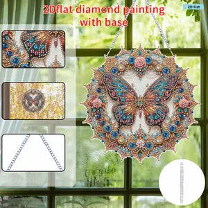 2D Flat DIY Special Shape Rhinestone Diamond Art Window Pendants Diamond Painting Set Hanging Diamond Art Kits Window Hanging Art for Home Decor