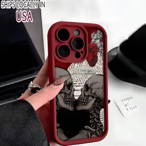 Vintage Skull Pattern Phone Case, 1 Count Shockproof Phone Protective Cover, Phone Accessory Compatible with iPhone 16 Series iphone 12  cases