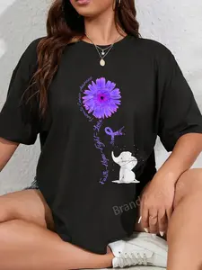 100% Cotton Cancer Fight Support Purple Ribbon Gift Pancreatic Cancer T-Shirt