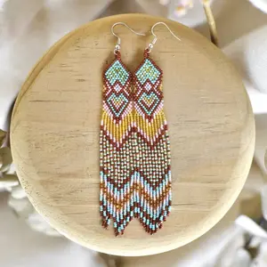 Burnt Sienna - Boho Handmade Native Beaded Earrings Made by Mexican Artists - Mother Sierra