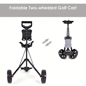 Goplus Folding 2-Wheel Sliding Golf Club Cart Trolley Rotating Belt Scoreboard Lightweight