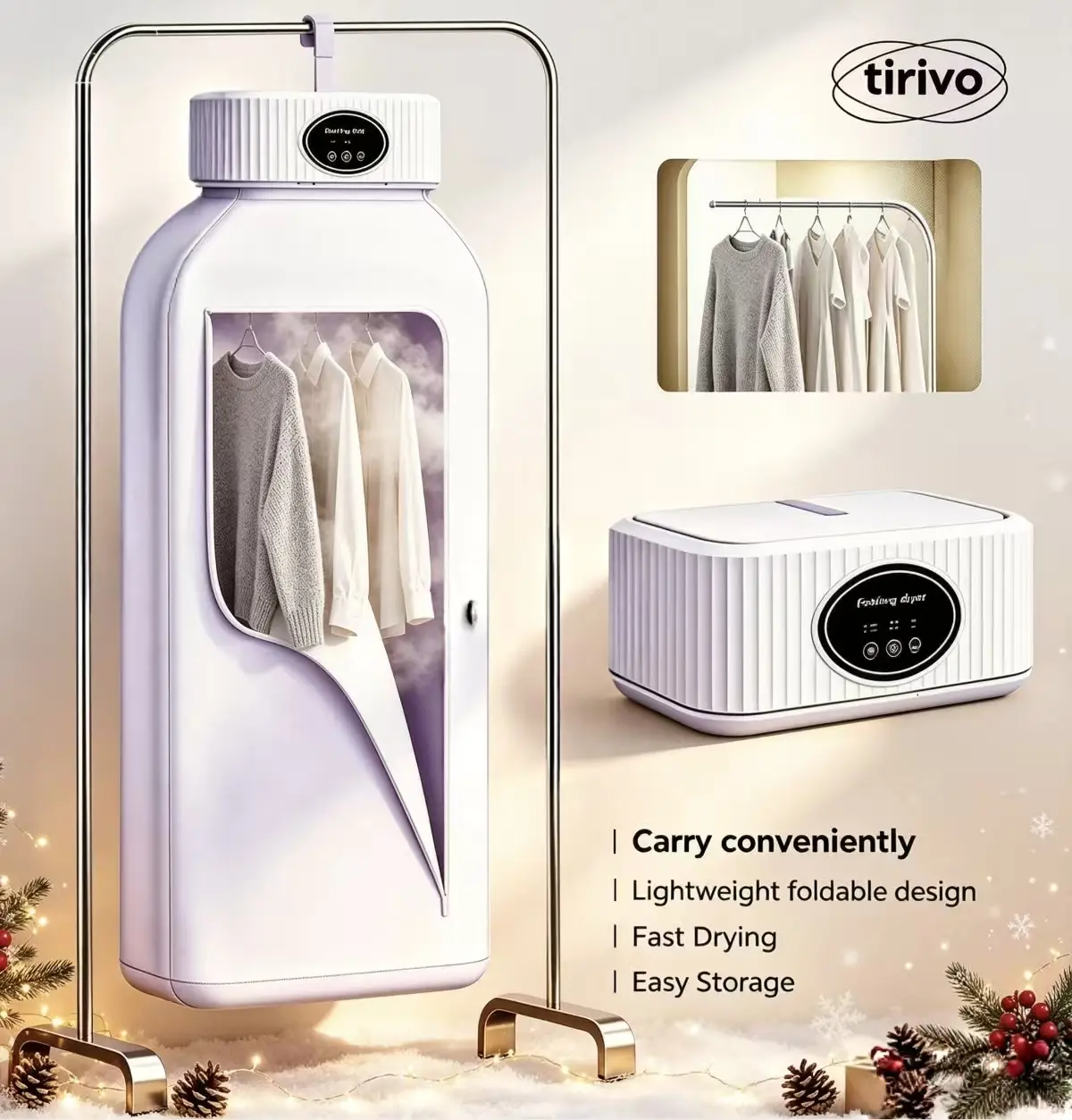 Cordless Portable Clothes & Shoe Dryer - Compact Foldable Mini Model, 45dB Quiet Operation, 600W, 8-Hour Timer, LED Display, Deodorizing Function, Dust-Proof Bag, Ideal for Apartments, Travel, Birthday Gift, Housewarming Gift