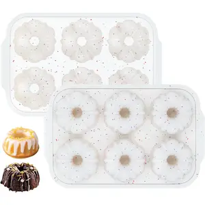 Mini Fluted Tube Pan with Metal Reinforced Frame, 6-Cavity  Nonstick Small Cake Molds 2 count for Chocoflan, Donuts, Cornbread, Brownies, Jellies