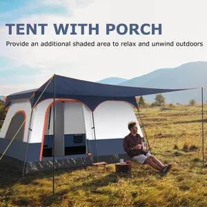 COSTWAY - 6-8 Person Camping Tent with Double Rooms and 2 Doors-Navy COSTWAY - 6-8 Person Camping Tent with Double Rooms and 2 Doors-Navy