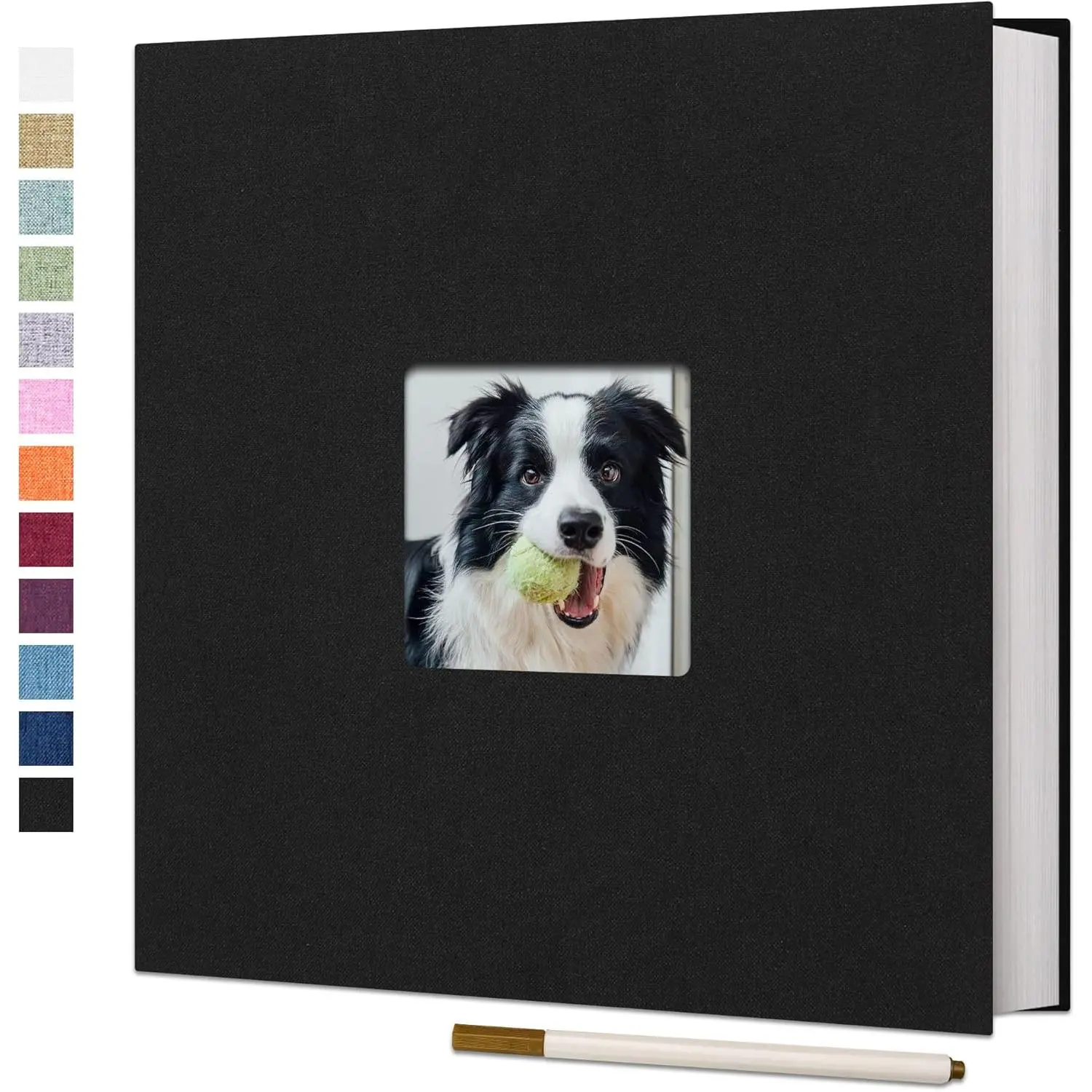 Linen Cover Self-Adhesive Scrapbooking Set - DIY Scrapbook Album for 4x6, 8x10 Pictures, 40 Blank Non-Refill Pages, and 1 Metallic Pen