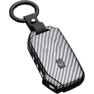 Key Fob Cover Case for Kia Ceed Cerato Forte NIRO Seltos Sorento Soul Sportage K5 5 Buttons Keyless Entry Remote Case Holder ABS Carbon Fiber Pattern (5 Buttons, Black)