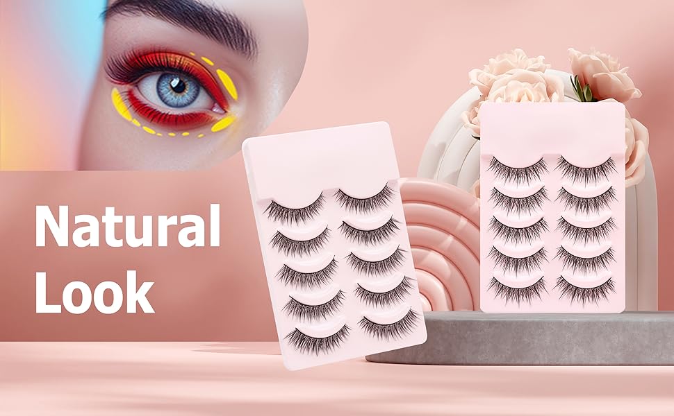 Natural Look Cat Eye Short False Eyelashes Wispy Fake Mink Soft Comfortable Fluffy Lashes (5 Pairs, N215) Natural Look Cat Eye Short False Eyelashes Wispy Fake Mink Soft Comfortable Fluffy Lashes (5 Pairs, N215)
