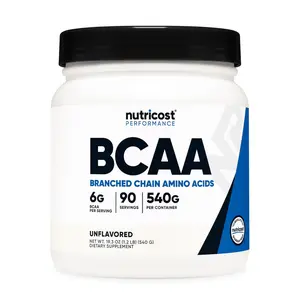 Nutricost BCAA Powder 2:1:1 90 Servings Unflavored Branched Chain Amino Acids Supplement for Muscle Growth Pre and Post Workout - Healthcare