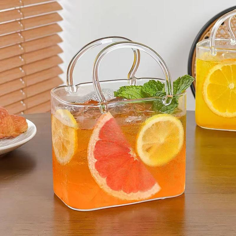 Reusable Glass Cup with Straw, Square Cocktail Mug for Juice Smoothies Iced Tea, Drinkware, Holiday Gift Christmas Halloween Thanksgiving Hanukkah