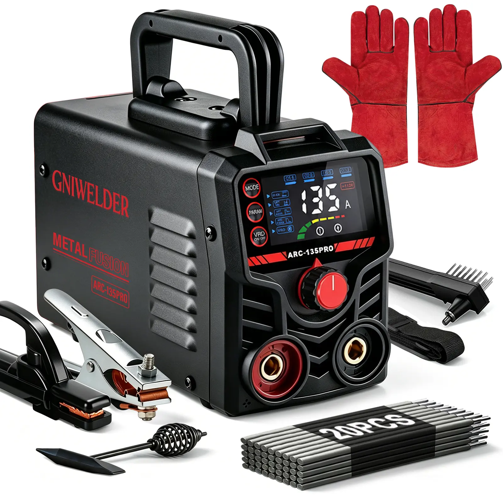 GNIWELDER 110V 20PCS Rods Stick Welder, Super MINI Portable Welding Machine | IGBT Inverter Welder Machine 110V with Hot Start/Arc Force/Anti-Stick, ARC Welder for 1/16"-1/8" Rod , Beginner & Home DIY,A Gift for Father