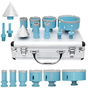 9PCs Dry Diamond Tile Bits Set, High-Quality, Family Daily Used,  Drill Bits & 2" Beveling Chamfer Bit & 2PCs Adapters, For Ceramic, Tile, Marble, Porcelain 5/8-11 Thread, Diamond Core Drill, Dry Diamond Tile Drill Power Tool Cutting