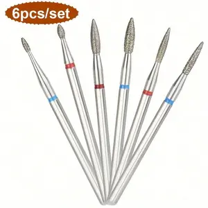 6pcs Flame Shape Russian Mills Nail Drill Bits Set, Cuticle Clean Burr, Electric Manicure Drills, Unscented Nail Accessories, Nail Files