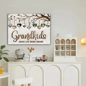 2D Flat,personalized canvas "family tree with photo" suitable for living room - modern family tree chart with wraparound frame - wedding, anniversary gift, home décor - / Canvas with hook mounting, wall decor wicked poster good