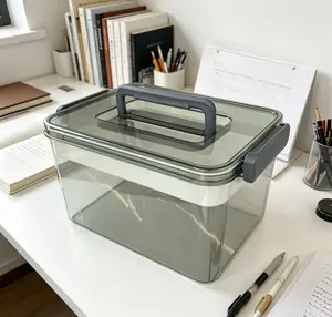 2026 Transparent Thick Plastic Medicine Storage Bin,Multipurpose Household Organizer With Carry Handle Secure Sealing Lid Detachable Divider,Spacious Container For Pills Skincare Sundries First Aid Travel Office Household Supplies
