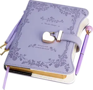 Diary with Lock and  for Girls  Ideas, 360  Edged Pages Journal for Women, B6 Refillable Notebook for Writing with Pen and Bookmark (Garden Purple)