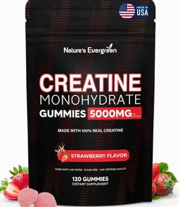 Creatine Monohydrate 5000mg Gummies, Pre-Workout 5g Creatine Gummy Supplement for Men & Women: Muscle Builder & Energy Boost, Sugar Free, Vegan, Strawberry Flavor, (120 Count) Made in USA