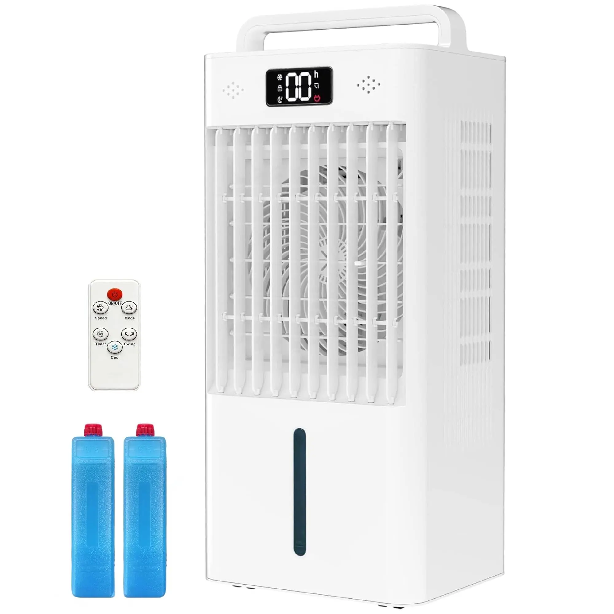 Powerful 2.6 Gal Portable Swamp Cooler & Air Conditioner — Windowless Design, HEPA Filter, 3 Speeds, Auto Swing, Ultra-Quiet, Remote & Ice Packs Included for Bedroom Office