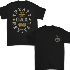 Oak Revival Treaty Casual T-Shirt, a meaningful gift for couples. Show your love of music, Casual Gift Graphic T-Shirt, For Menswear
