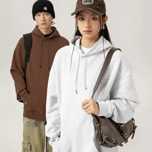 Autumn and winter thermal sweater solid color shoulder hooded sweater terry hooded sweater couples wear the same style for men and women