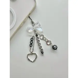 Handmade skz bow accessories stray children pin mobile phone charms, light stick charms, keychains