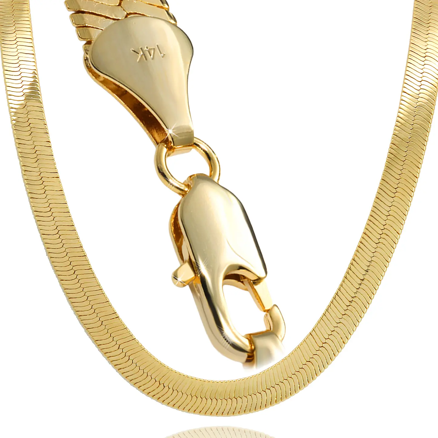 BLINGKINGSTAR - 14k Gold Necklace Stamped Hip Hop Men's Fashion Women's Style Brass Gold-Plated Herringbone Chain Necklace | 4mm, 5mm, 7mm, 9mm, 11mm Thickness, 20"In, 24"In & 30"In Length, Unisex Fashion Bling Costume Jewelry Accessory