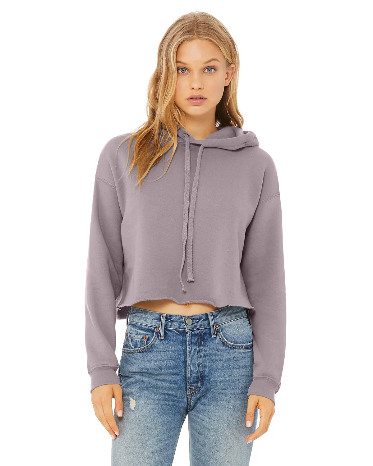 Women's Basic Minimalist Matching Lady's Cropped Fleece Hoodie, Casual Everyday Top