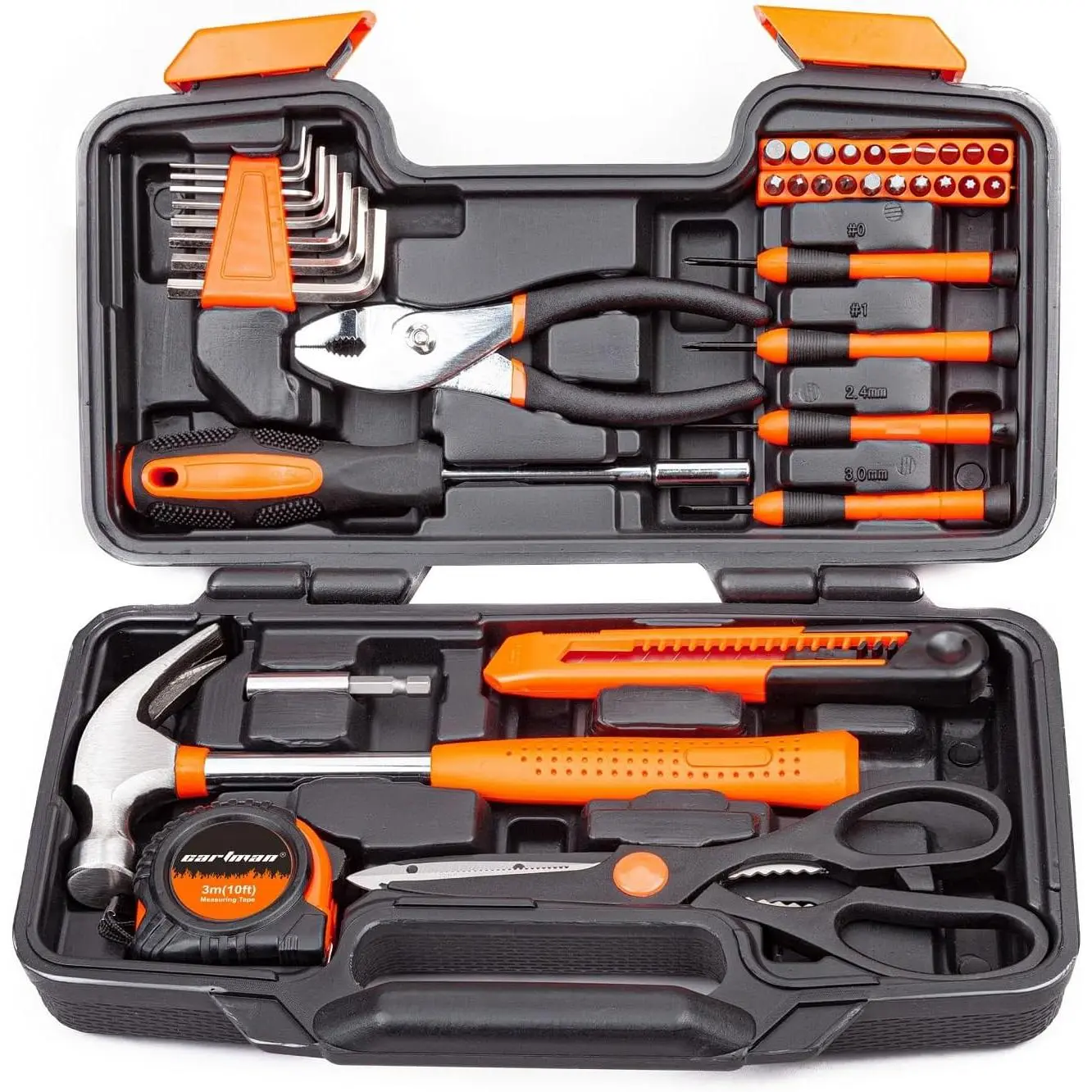 39 Piece Tool Set Hand Kit with Toolbox Case Orange