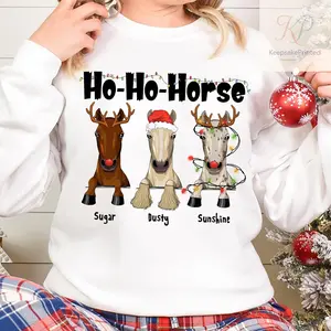 Ho Ho Horse Sweatshirt, Custom Christmas Horse Lover Shirt, Horse Owner Sweatshirt Funny, Gift for Horse Lovers, Personalized Horse T-Shirt
