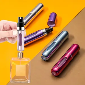 4PCS Mini Refillable Perfume Atomizer Spray Bottle 5ml 0.16oz Portable Travel Perfume Dispenser Metal Round Design Fine Mist Sprayer Press Pump Leakproof Empty Cosmetic Container For Perfume Cologne Essential Oils Travel Outdoor Use Hand Wash Only