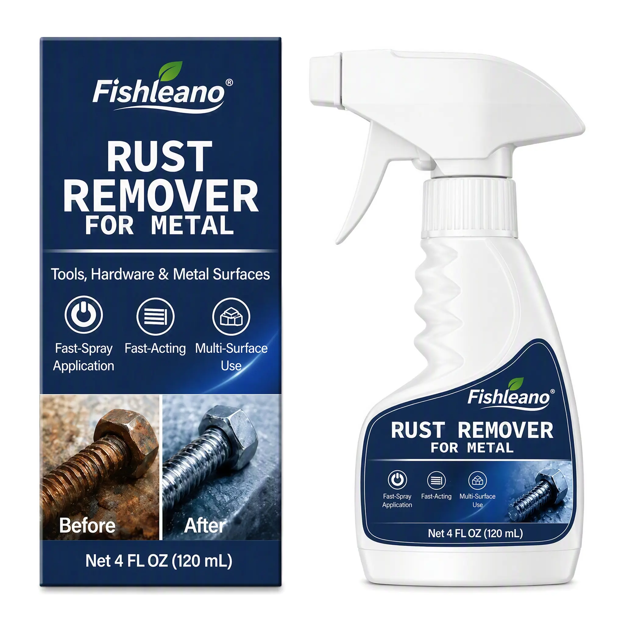 Multi-Surface Metal Rust Remover Spray, Fast-Acting Rust Dissolver Cleaner, No Heavy Scrubbing, Ideal for Tools & Hardware, Restores Shine for Home Workshop Maintenance