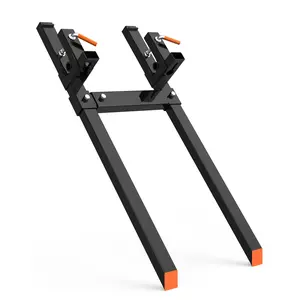 Heavy-Duty Quick-Attach Clamp-On Pallet Forks for Tractor & Skid Steer Loaders, with Adjustable Stabilizer Bar