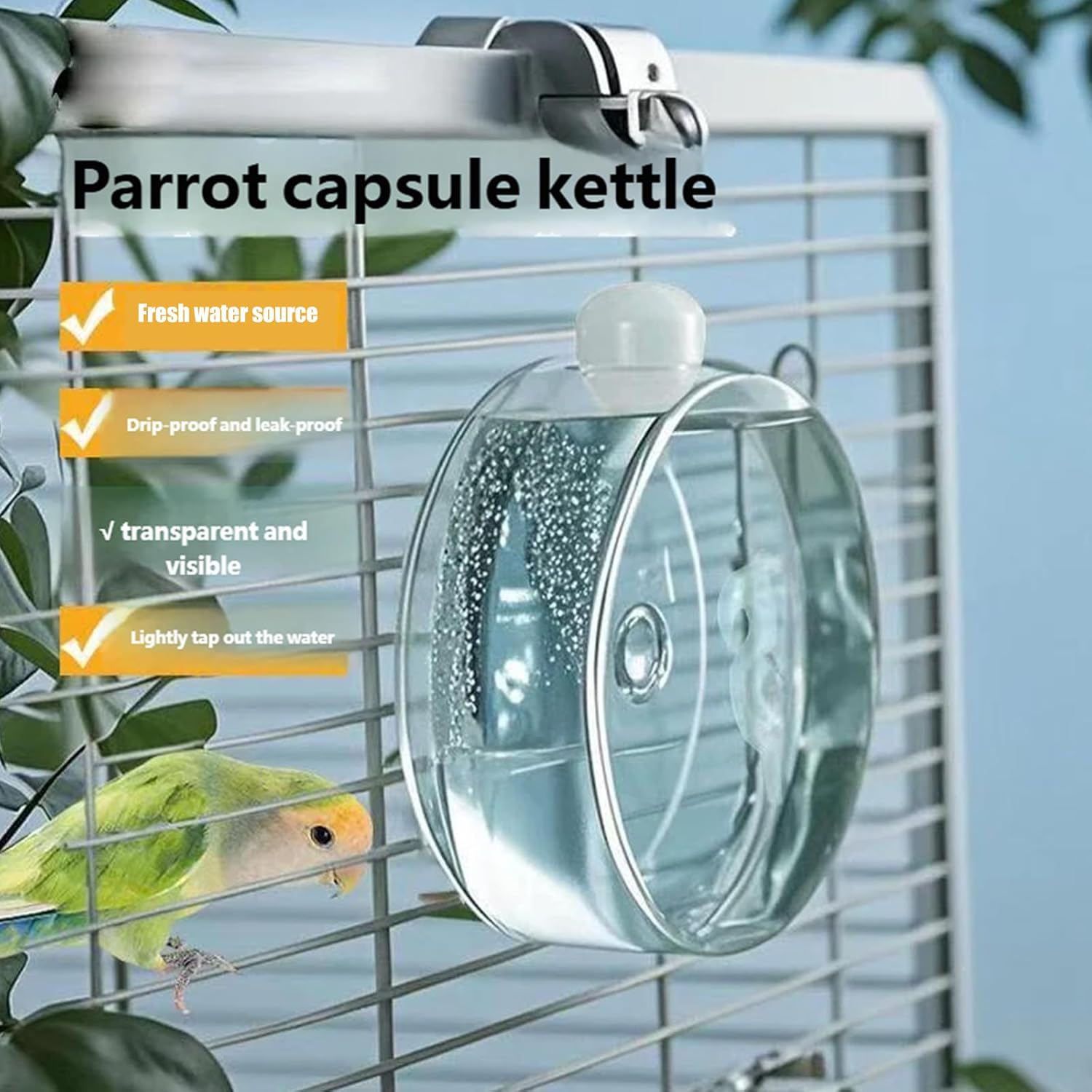 350ml Touch-Activated Automatic Bird Water Feeder (Color Random) - Anti-Corrosion Hanging Cage Attachment, Leak-Proof Low-Waste Bird Feeding Tool for Small-Medium Parakeets, Pet Supplies Feeding Tools, Bird Supplies