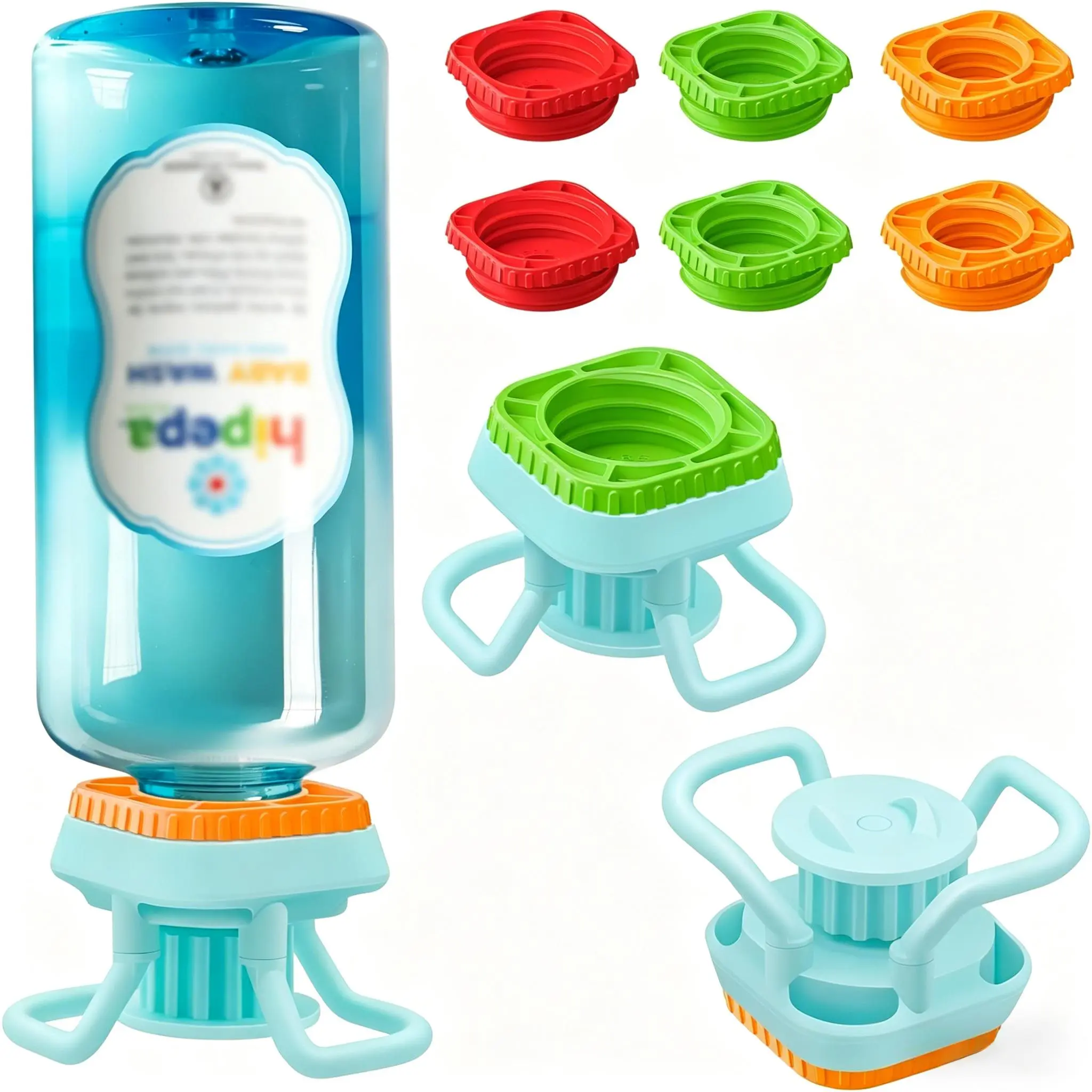 Multi-Size Adjustable Bottle Emptying Dispenser Caps (2 Pieces) - Includes Adapters for Standard Bottles, Upside-Down Lotion & Shampoo Tops, Waste-Free Bathroom Accessory to Extract Every Last Drop