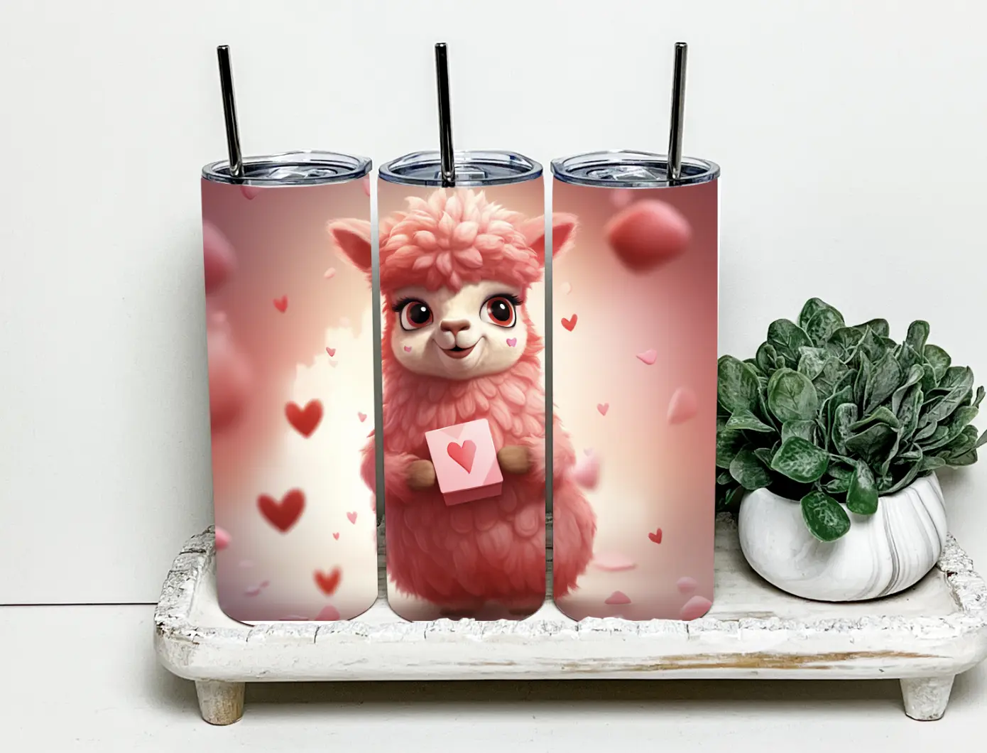 Llama Valentine's Day  20 oz tumbler with straw